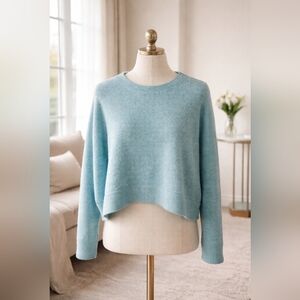 Blue Cropped Zenana Sweater S/M Relaxed Fit